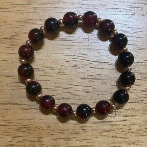 Elegant Red and Black Beaded Bracelet
